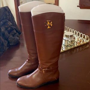 Tory.Burch brown leather riding boots. Size 9.